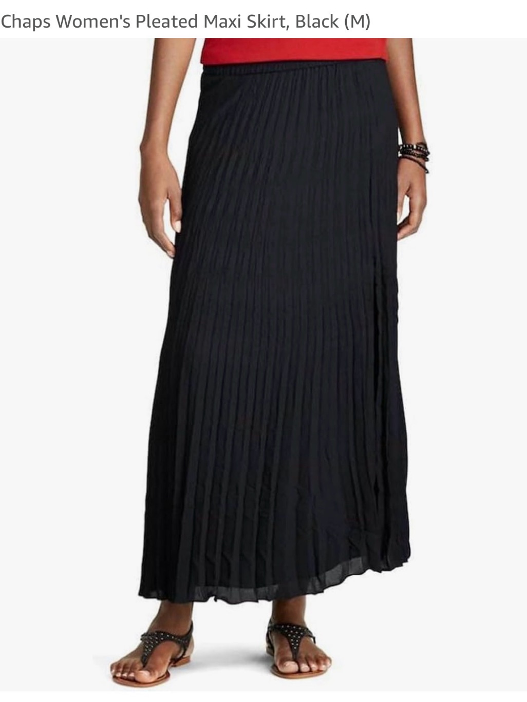 Chaps Black Pleated Maxi Skirt